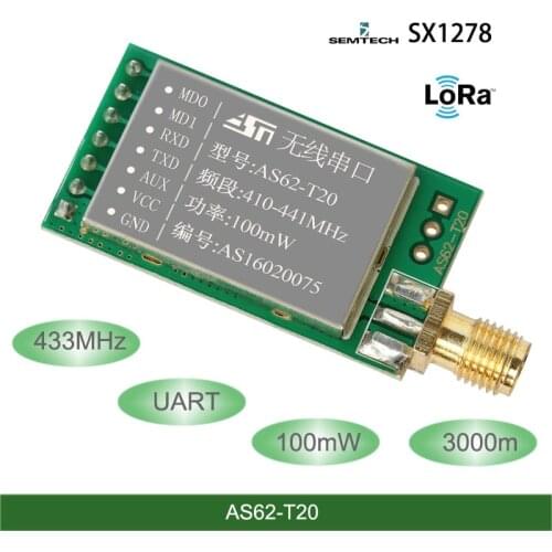 433Mhz SX1278/SX1276 LORA Wireless Modules FEC 100mW 3000-meter Long Distance UART Wireless Serial Port Data Transceiver Module
