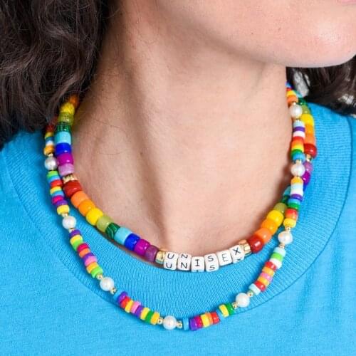 Boho unisex bijoux summer fashion colourful bohemian boho Adjustable pony bead Freshwater pearl ESCOLLERA NECKLACE women jewelry