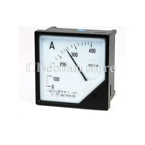 Black Analog Hand Current Measuring Panel Meter Ammeter AC 0-400A