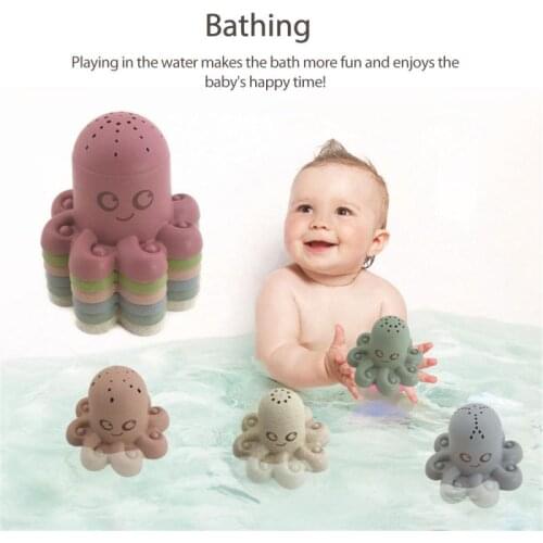 Baby Puzzle Stacking Cup Childrens Early Educational Toys Sailing Boat Octopus Stacking Cups Ring Tower Wheat Straw Bath Toys