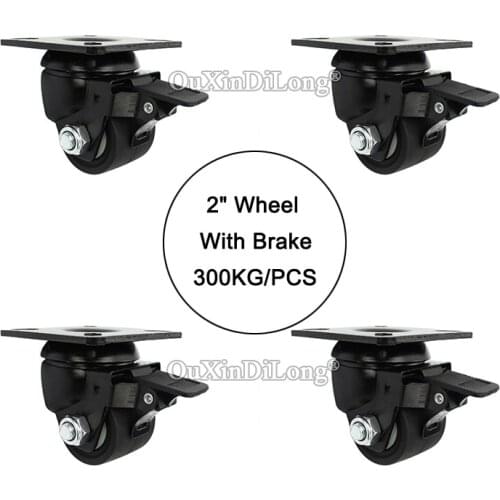 DHL Shipping 4PCS 2" heavy duty wheels with brake load bearing 300kg/pcs casters industrial wheels universal wheel JF1646