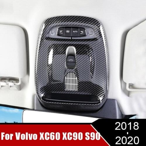 For Volvo XC60 XC90 S90 ABS chrome/Carbon fiber Front Reading Lights Panel Trim Cover Sticker car styling Interior accessories