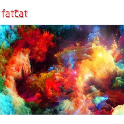 FATCAT 5d diy diamond painting colorful clouds full square round drill diamond embroidery mosaic landscape decoration AE2092