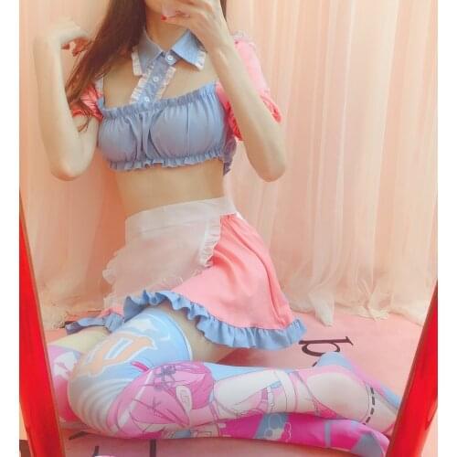 French Anime Sexy Erotic Cosplay for Women Servant Maid Lingerie Plus Size Cute Kawaii Maid Outfit Dress Pink Slutty Clothes New