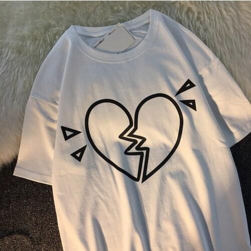 Printing T-shirt Summer Short-Sleeved Round O-Neck Mens Fashion Loose Cotton All-match Style INS Lovers Student BF