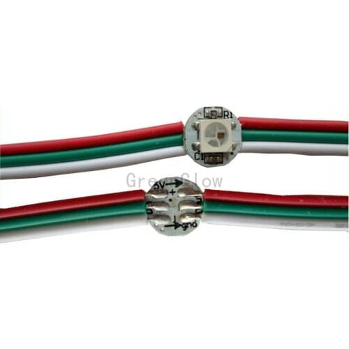 1000X APA104 individual addressable LED chip pre-soldered on 10mm round heatsink with10cm wire express free shipping