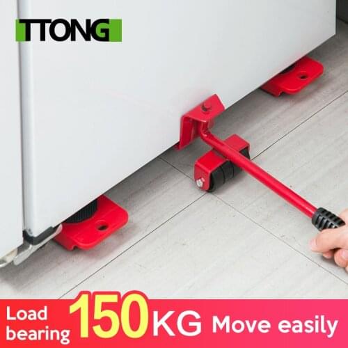 Furniture Mover Tool Transport Lifter Heavy Stuffs Moving 4 Wheeled Roller with 1 Bar Set