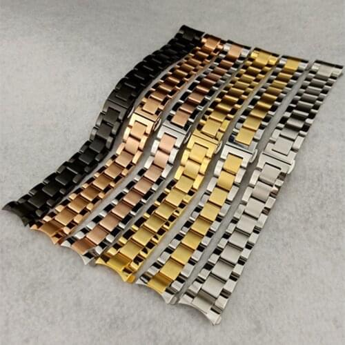 Curved End stainless Steel Watchband Bracelet Watch Band Straps 12/14/16/18/19/20/21/22/23/24/26mm Steel Banding Bracelet