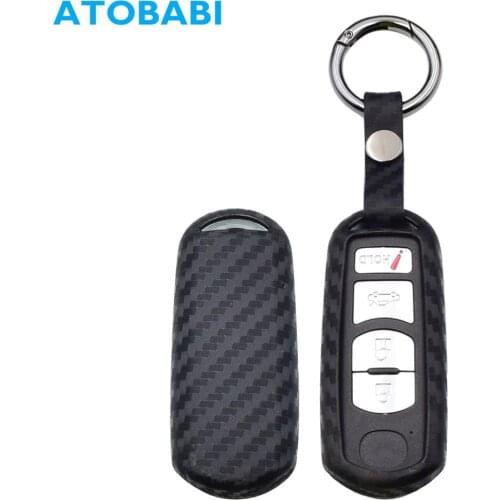 Carbon Silicone Car Key Case For Mazda 3 6 Axela CX-5 CX-7 CX3 CX5 CX7 CX9 RX8 MX Smart Remote Fob Cover Keychain Protector Bag