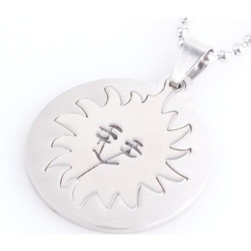 Circular Tag smile Sun flower 316L Stainless Steel pendant necklaces bead chain for men women wholesale