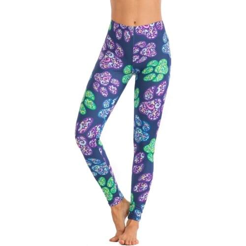Brands Women Fashion Legging Colored Dog Paw Printing leggins Sexy Slim legins High Waist punk Leggings Woman Fitness Pants