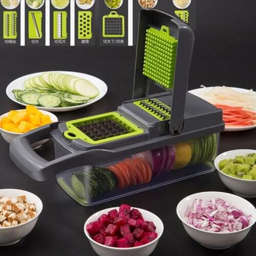 Multifunctional Vegetable Cutter Fruit Slicer Grater Shredders Drain Basket Slicers 8 In 1 Gadgets Kitchen Accessories