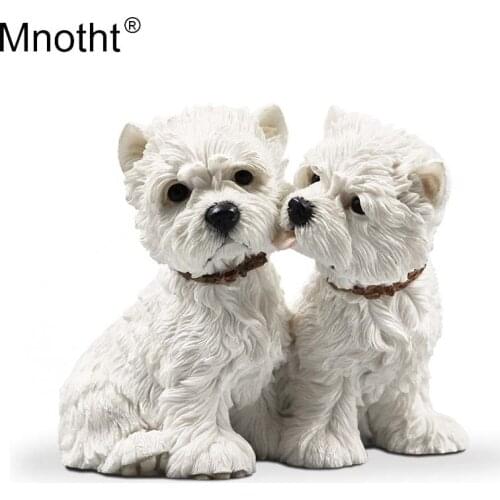 Mnotht 1/6 West Highland Lovers Dog Model Resin Anmial Dog Scene Accessory Toy for Action Figure Collection Wedding Gift m3n