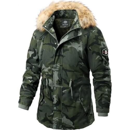 100% Cotton Men Winter New Long Casual Camouflage Hood Jacket Parkas Coat Men Outdoor New Warm Thick Pockets Parkas Trench Men