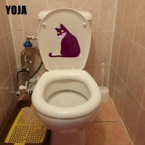YOJA 22.3*23.6CM Back Cartoon Cat Toilet Stickers Funny Childern Rooms Wall Decal Decoration T1-0170