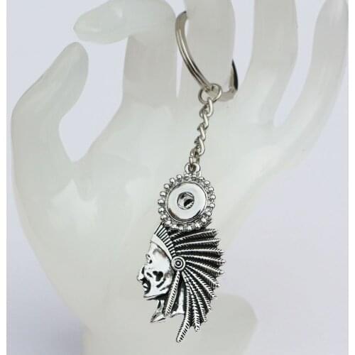 Wholesale Vintage Indians Figure Keyring Diy 12mm 18mm Metal Snap Buttons Keychain Diy Snap Pendant Charm jewelry For Men