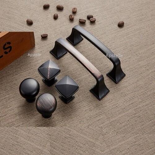 Cabinet Drawer Pull American Style Red Bronze Closet Door Knob Kitchen Cupboard Hardware Zinc Alloy Box Handle