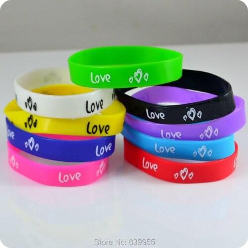 10x Love Heart Silicone Bracelet wristband Fashion jewelry Party Gift