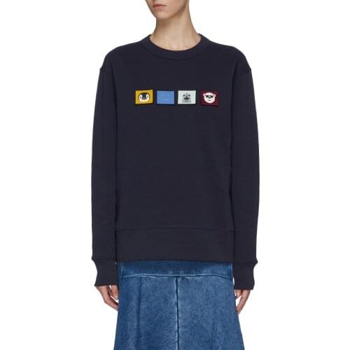 Smiley Animal Velcro Women and Men Sweatshirt Autumn Winter Inside Plus Velet Long Sleeve Jumper Unisex Pullover Tops