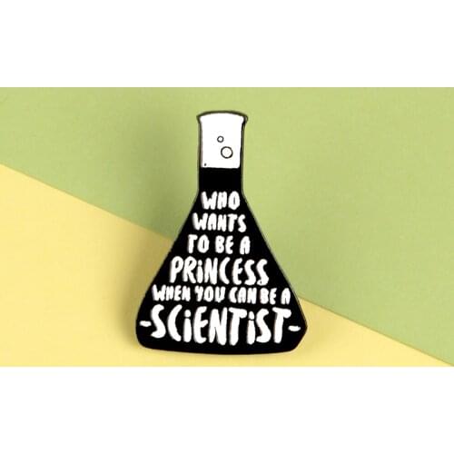 Scientist Enamel Pin Beaker Chemistry Experiment Brooch for Bag Clothes Lapel Pin Science Princess Badge Jewelry Gift Friends