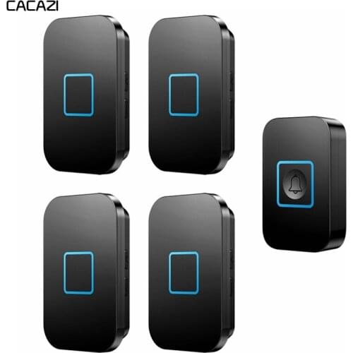 Smart Wireless Doorbell Waterproof 1 Button 4 Receiver 300M Remote US EU UK AU Plug Intelligent Home LED Light Door Bell Chime