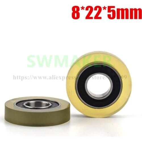 1pcs 6*18*7mm PU coated pulley, 696 bearing wheel, polyurethane soft rubber, mute wheel, conveyor belt roller