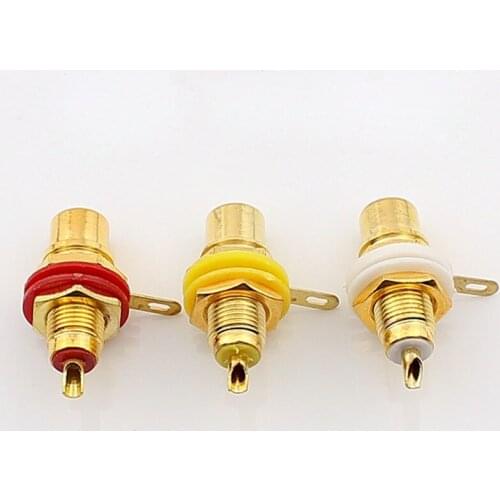 10pcs RCA Lotus Audio Cable Connector AV Amplifier Plug rca Lotus Socket Plug Terminal Copper Gold-plated