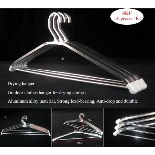 10pcs. Wardrobe Storage Hangers for Clothes Home garden Thicken Aluminum Alloy air-dry dual-use hangers Windproof drying Hanger