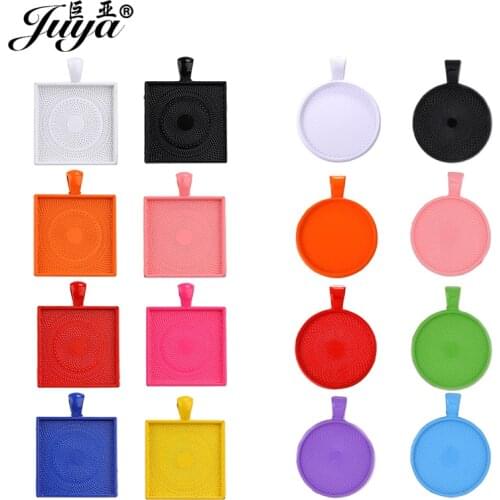 100Pieces Mixed Colorful Cabochon Pendant Base 25mm Metal Alloy Tray For Necklaces Keychains Crafts DIY Jewelry Making Findings