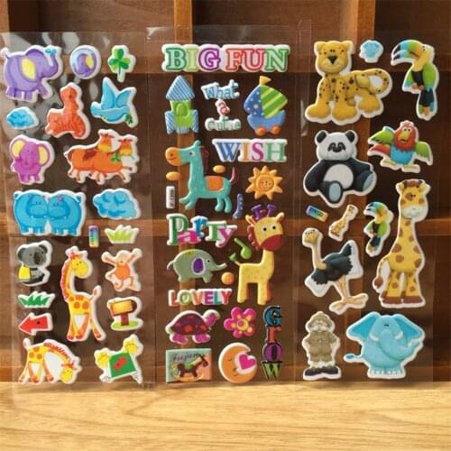 12pcs/pack cartoon sticker for kids kawaii 3D puffy bubble stickers boys girls gift Scrapbooking Toys Reward stickers 12Sheets