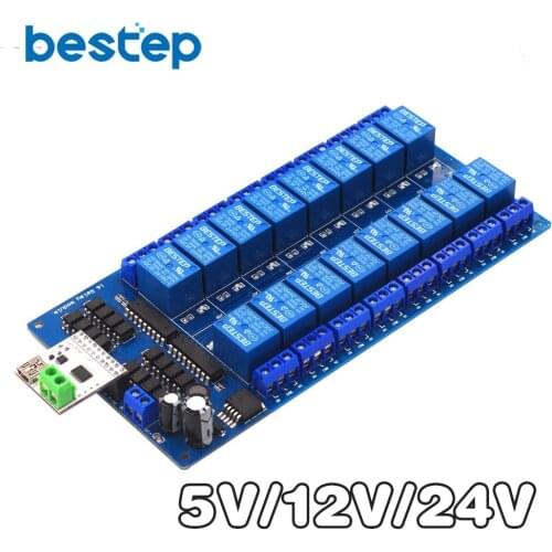 16 Channel 5V 12V 24V Relay Module Board with Optocoupler Protection LM2596 Power PIC AVR MCU DSP ARM