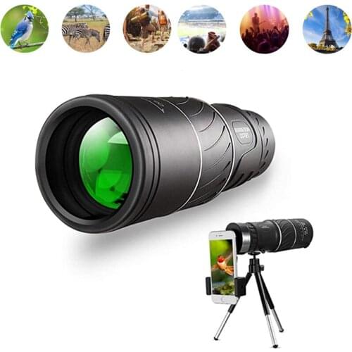 16X52 Waterproof IPX7 Monocular Night Vision Telescope With Smartphone Holder Tripod for Birdwatching Camping Hiking Sightseeing