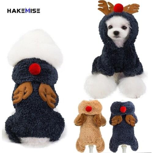 2019 Funny Warm Dog Clothes Pet jumpsuit Deer Antler Clothing Pet Hoodies Cat Costume Christmas Halloween Dog Jacket Large Puppy