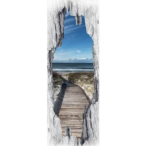 50*140cm door stickers snowfield landscape 3d wall art vinyl mural home decoration sunny Winter snow mountain scenery wallpaper