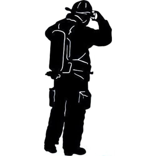 6.5x15.3CM Interesting FIRE FIGHTER Fireman Vinyl Decal Car Window Sticker Car-styling Black/Silver S8-1338