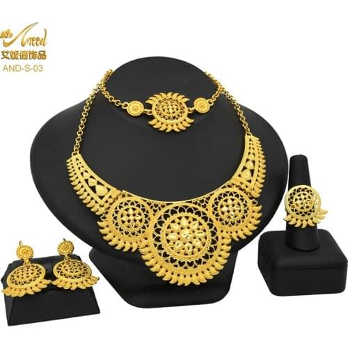 ANID 3 Luxury Roman Numeral Necklace Earring Bracelet Set For Women Wedding Party Wedding Jewelry Set Gift Box