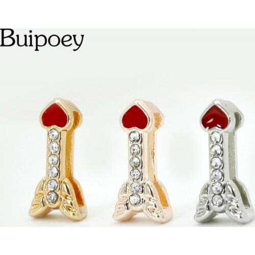 Buipoey 2020 New Red Love Heart shiny Arrow Beaded Charm Fit 10mm Stainless Steel Mesh Bracelet & Bangle Accessories Beads