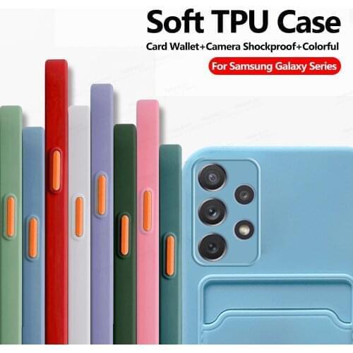For Samsung Galaxy A52 Case Soft TPU Card Wallet Cover Sumsung A 52 5G/4G A525F A526B Camera Shockproof Protective Bumper Coque
