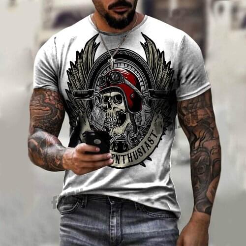 3D printing short-sleeved T-shirt summer breathable multi-purpose casual horror skull T-shirt 2021 mens hot style
