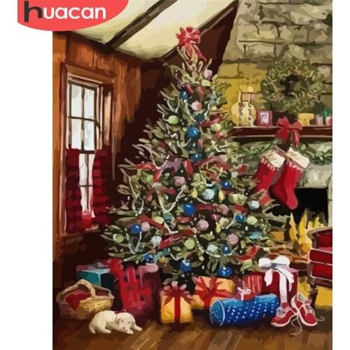 HUACAN Paint By Number Tree Hand Painted Paintings Art Drawing On Canvas Gift DIY Pictures By Numbers Christmas Kits Home Decor