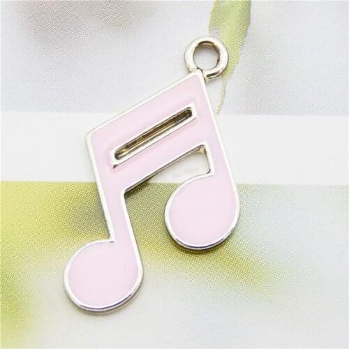 Julie Wang 8PCS Enamel Pink Music Note Charms Zinc Alloy Gold Tone Pendant Bracelet Jewelry Making Accessory