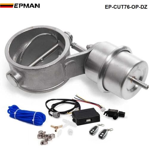 Exhaust Control Valve Set Cutout 3" 76mm Pipe OPEN Style With Vacuum Actuator with Wireless Remote Controller Set EP-CUT76-OP-DZ
