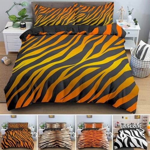 Psychedelic Tiger Or Zebra Fur Printing Bedding Set Single Double King Queen Quilt Duvet Cover With Pillowcase 2/3pcs Bedclothes