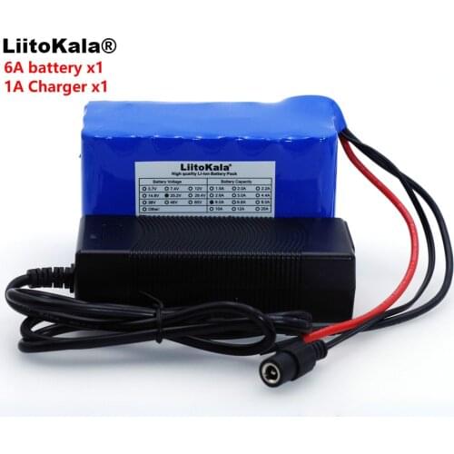LiitoKala 24V 6Ah 6S3P 18650 Battery Lithium Battery 25.2 v Electric Bicycle Moped /Electric/Li ion Battery Pack+1A Charger