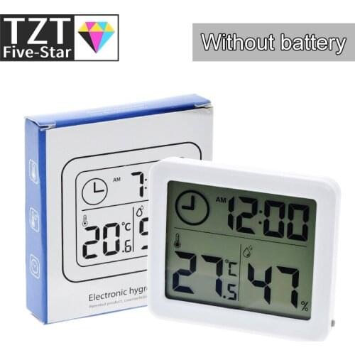 Multifunction Thermometer Hygrometer Automatic Electronic Temperature Humidity Monitor Clock 3.2inch Large LCD Screen