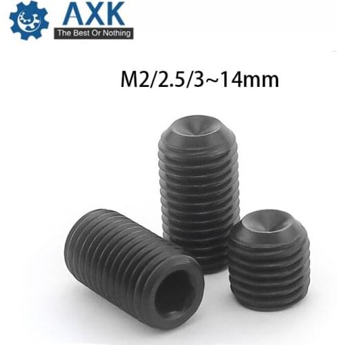 Grub Screws Socket Set Carbon Steel Black M2x(2/2.5/3/3.5/4/5/6/8 Mm Hex Machine M2 Din916 Round High Quality Service Lot (100