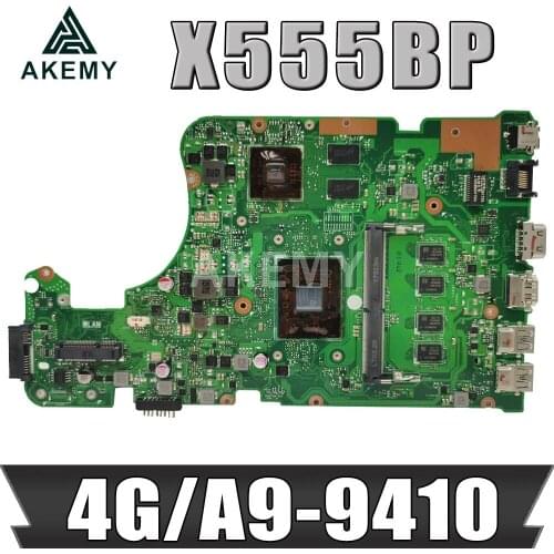 NEW AKEMY X555QG Laptop Motherboard for ASUS X555Q X555B X555BP K555B A555B K555Q original Mainboard 4GB-RAM A9-CPU R5-M420