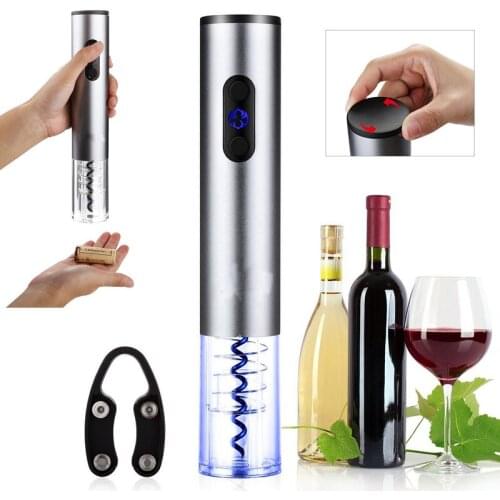 2019 New Silver Electrical Automatic Wine Bottle Opener Kit Cordless Wine Corkscrew Bottle Opener Foil Cutter For Beer Red Wine