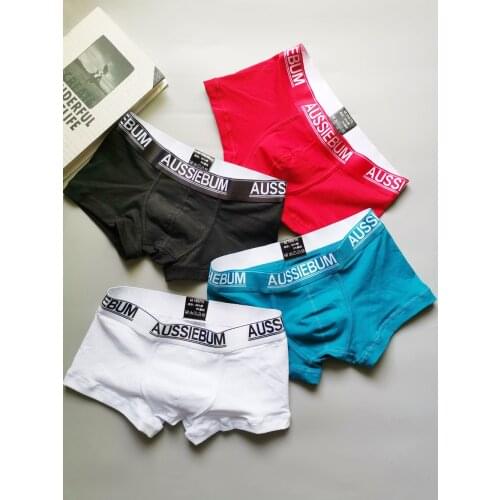 New aussiebum jockstrap swimwear underwear cotton solid color simple mens boxer shorts mens cotton boxer briefs wholesale