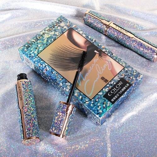 Charming Mascara Bright Sequins Glitter 4D Silk Fiber Lash Waterproof Mascara Matte Extension Thick Long lasting Curling Black